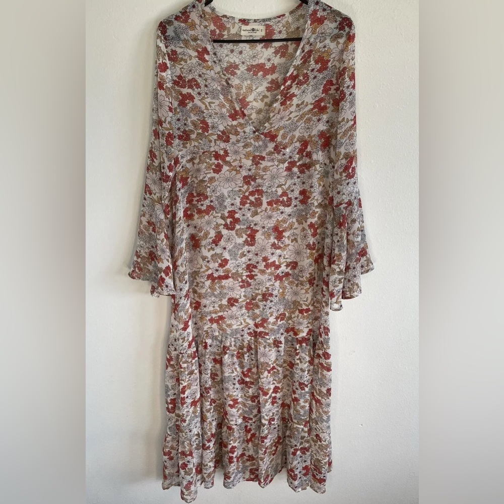 NATURAL LIFE BOHO Red and White Floral Maxi Dress